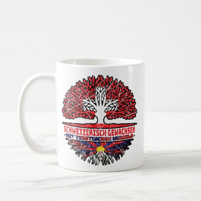 Tibet Tibetisch Schweizer Schweiz Baum Wurzel Kaffemugg (Vänster)