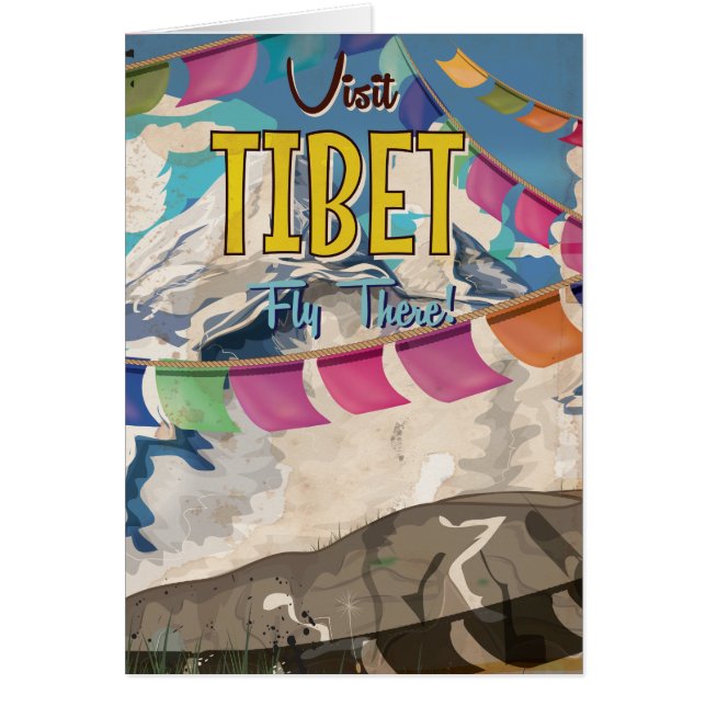 Tibet Vintage Resemalmanacka Hälsningskort (Framsidan)