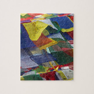 Tibetan bönflaggor på Boudhanath Stupa Nepal Pussel