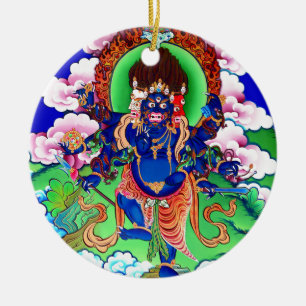 Tibetan buddism buddistiska Thangka Ucchusma Julgransprydnad Keramik