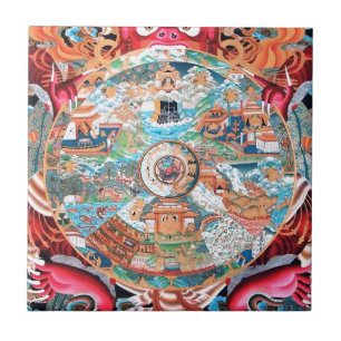 Tibetan buddistisk konst (rulla av liv), kakelplatta