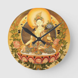 Tibetan buddistisk konst rund klocka
