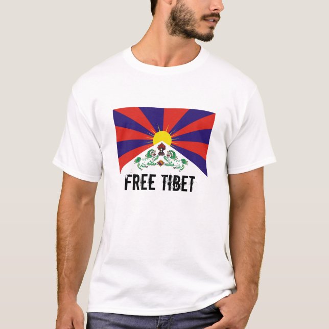 Tibetan flagga, FRI TIBET T-tröja Tee (Framsida)