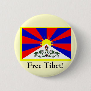 Tibetan flagga - fria Tibet! Knapp