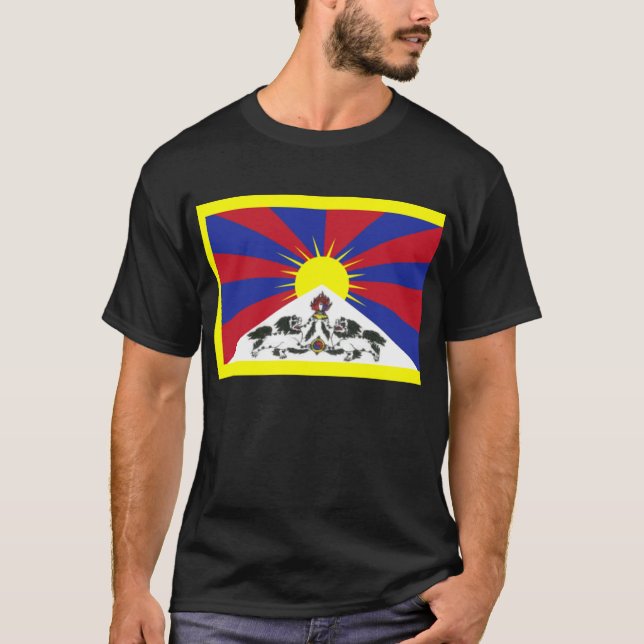 Tibetan flagga + om mani t shirt (Framsida)