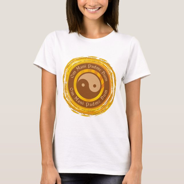Tibetan Mantra Yin Yang Tee Shirt (Framsida)
