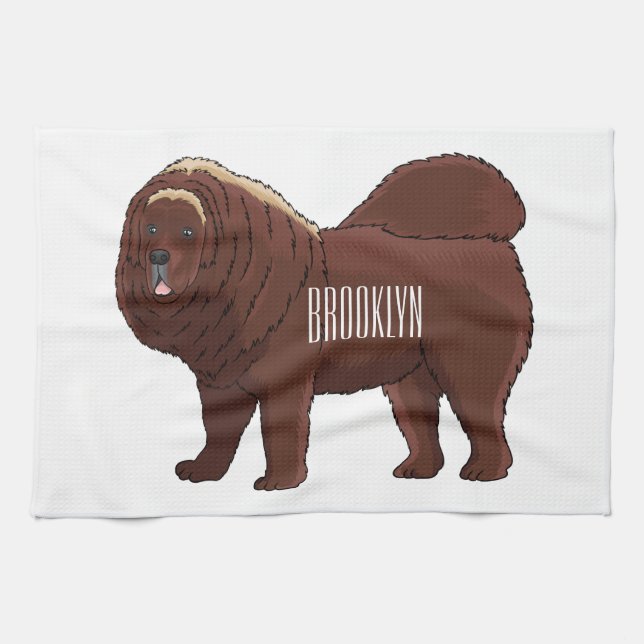 Tibetan Mastiff dog cartoon illustration  Kökshandduk (Horisontell)