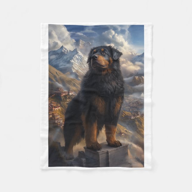 Tibetan Mastiff Mountain View Sticker  Fleecefilt (Framsidan)