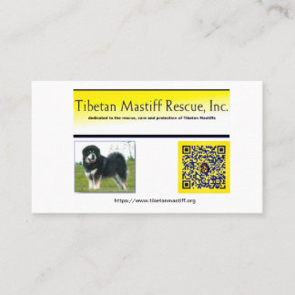 Tibetan Mastiff Rescue, Inc. Information Visitkort