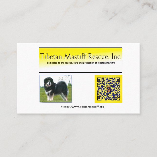 Tibetan Mastiff Rescue, Inc. Information Visitkort (Framsida)