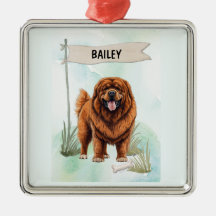 Tibetan Mastiff Watercolor Personalized Dog