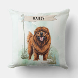 Tibetan Mastiff Watercolor Personalized Dog Kudde