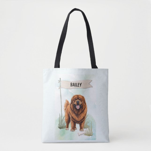 Tibetan Mastiff Watercolor Personalized Dog Tygkasse (Framsida)