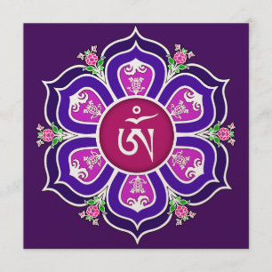 Tibetan Om i lotusblommabiskopsstolMandala Inbjudningar