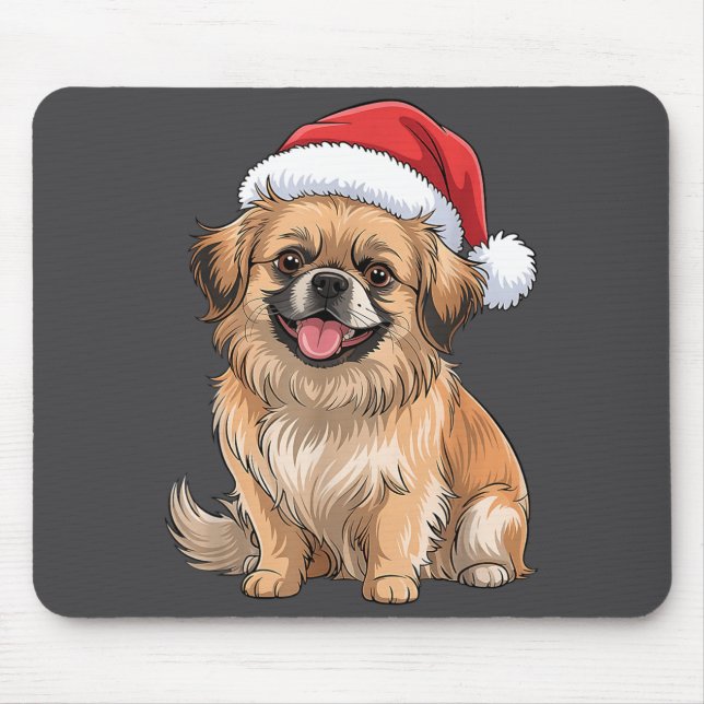 Tibetan Spaniel Dog Christmas Santa Hat Pet Dog Lo Musmatta (Framsidan)