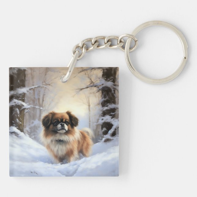Tibetan Spaniel Låt Det Snö Jul  (Baksidan)