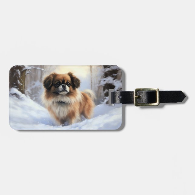 Tibetan Spaniel Låt Det Snö Jul  Bagagebricka (Horisontell Framsida)