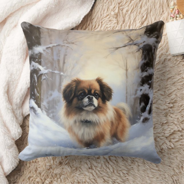 Tibetan Spaniel Låt Det Snö Jul  Kudde (Filt)