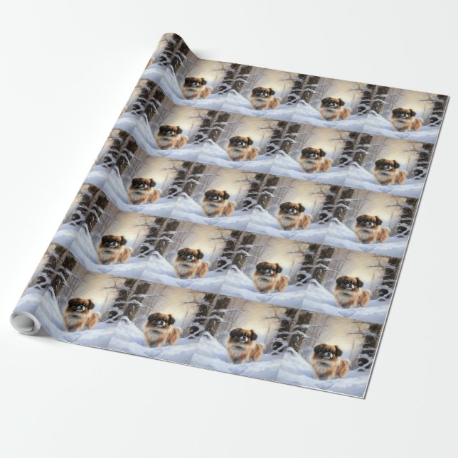 Tibetan Spaniel Låt Det Snö Jul  Presentpapper (Utrullad)