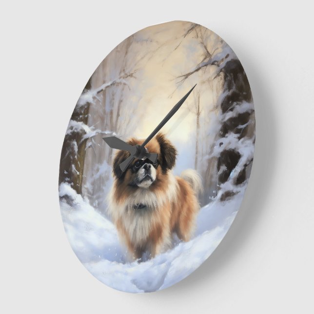 Tibetan Spaniel Låt Det Snö Jul  Stor Klocka (Vinkel)