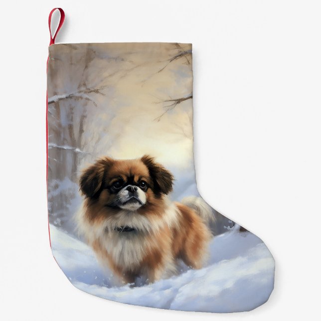 Tibetan Spaniel Let It Snow Jul  Liten Julstrumpa (Framsidan)