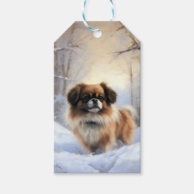 Tibetan Spaniel Let It Snow Jul  Presentetikett (Framsidan)