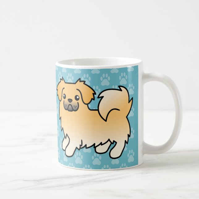 Tibetan Spaniel Tecknad Hund i Fawn Färg Kaffemugg (Höger)
