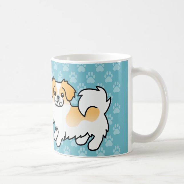 Tibetan Spaniel Tecknad Hund i Fawn Parti-färg Kaffemugg (Höger)