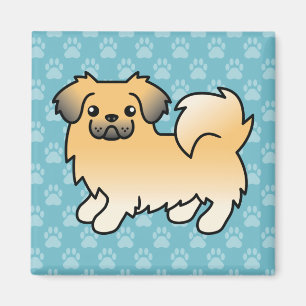 Tibetan Spaniel Tecknad Hund i Fawn Sable Färg Magnet