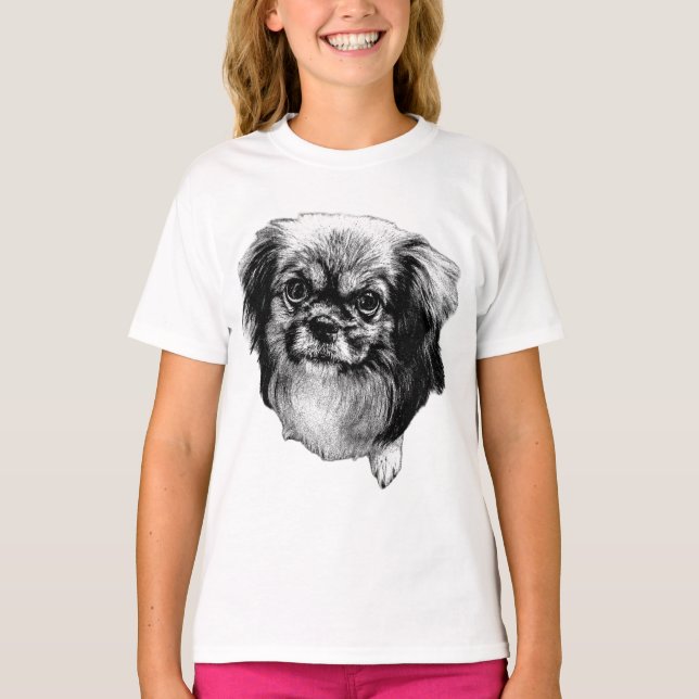 Tibetan Spaniel Tee – Helkroppsfoto av hund (Framsida)