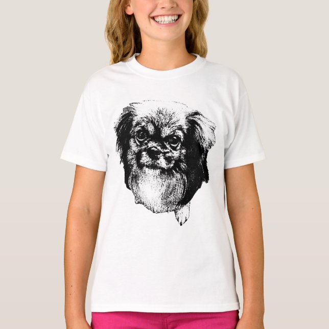 Tibetan Spaniel Tee – Lugn bläck Hund ansikte (Framsida)