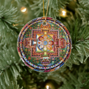 Tibetan Tantric buddismMandala för vintage Julgransprydnad Keramik