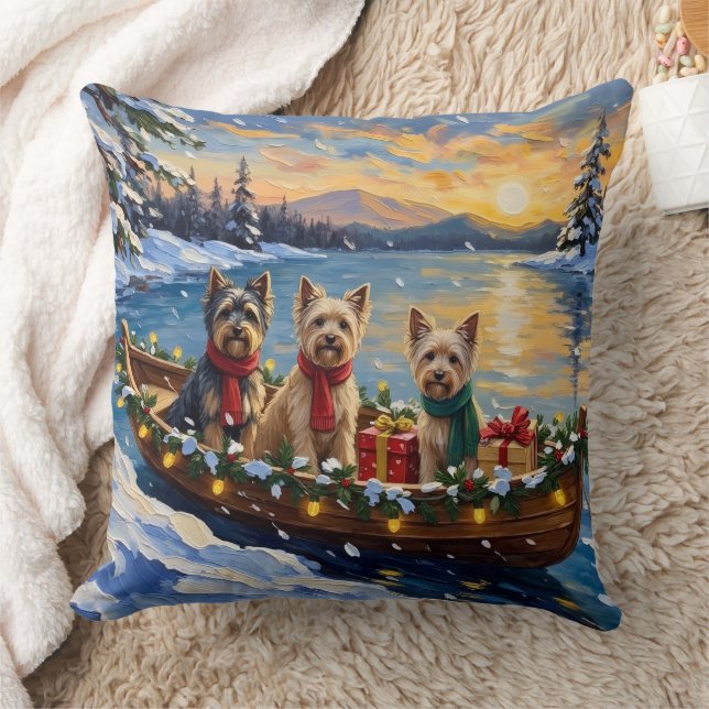 Tibetan Terrier Christmas Boat Holiday Kudde (Filt)