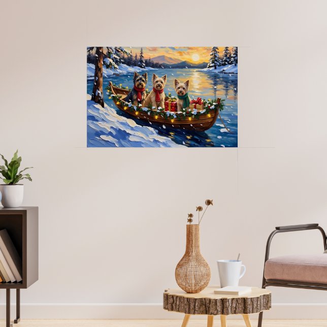 Tibetan Terrier Christmas Boat Holiday Poster (Vardagsrum 3)