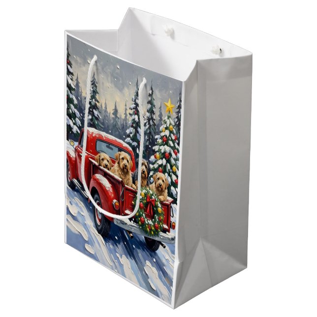 Tibetan Terrier Christmas Red Truck Holiday (Framsidan Vinklad)