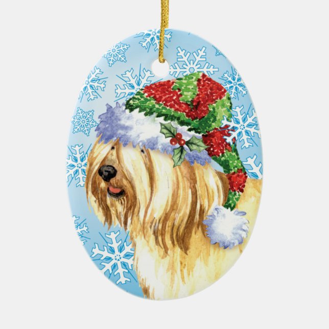 Tibetan Terrier för jul Julgransprydnad Keramik (Framsidan)