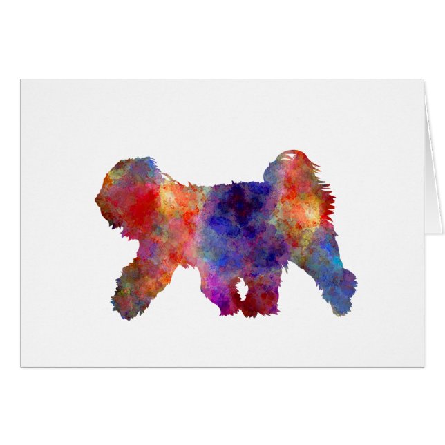 Tibetan Terrier in watercolor Hälsningskort (Framsidan Horizontal)