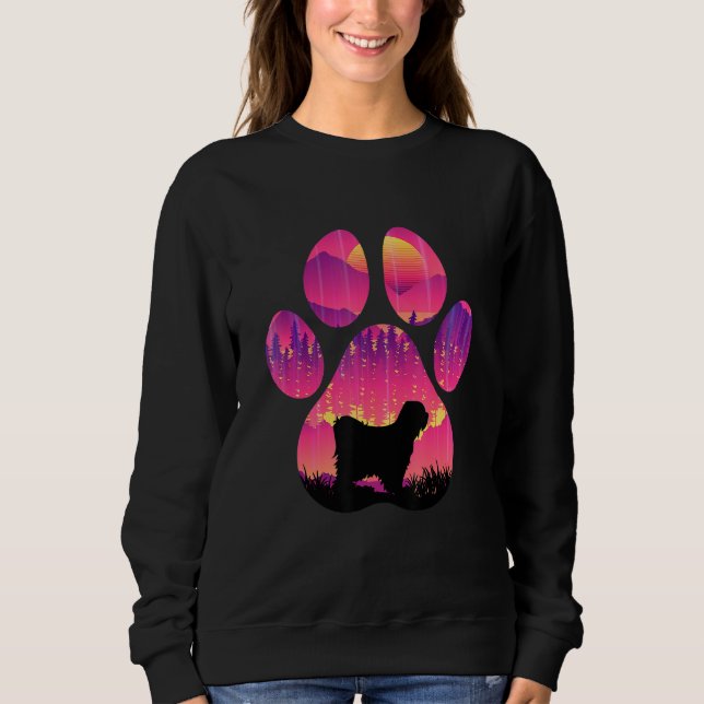 Tibetan Terrier Paw Mom Dad Dog  Women Men T Shirt (Framsida)