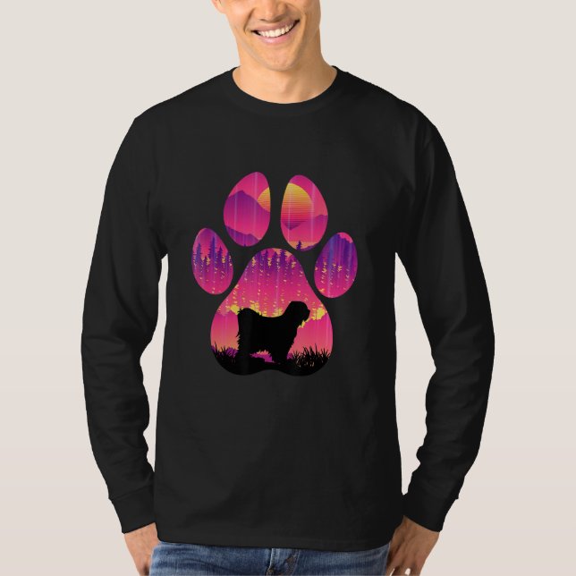 Tibetan Terrier Paw Mom Dad Dog  Women Men T Shirt (Framsida)