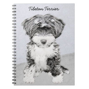 Tibetan Terriermålning - gullig original- Anteckningsbok