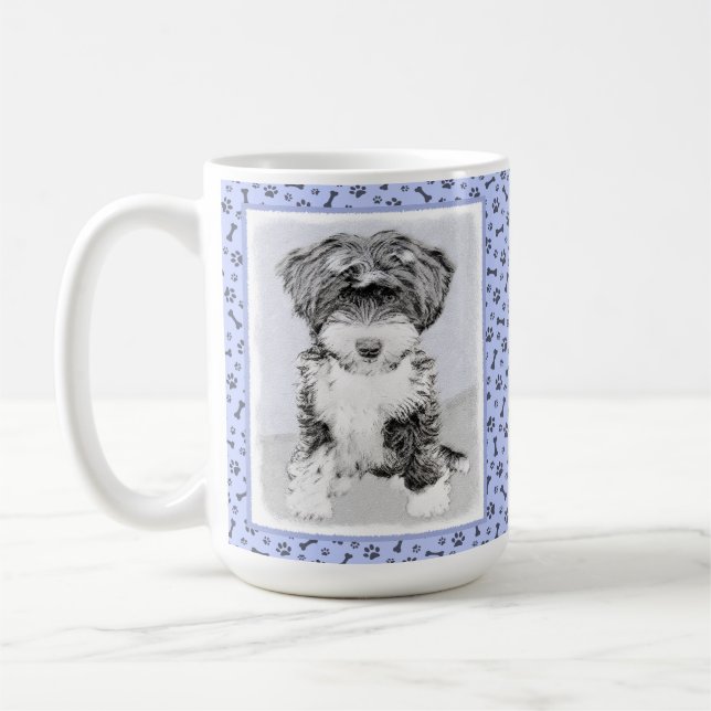 Tibetan Terriermålning - gullig original- Kaffemugg (Vänster)