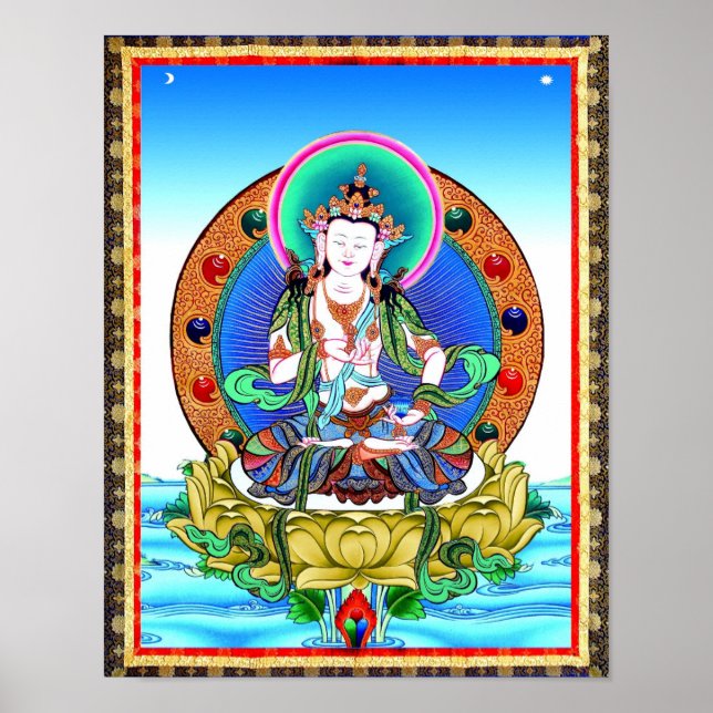 Tibetan Thangka Vajrasattva Mandala Poster Print (Framsidan)