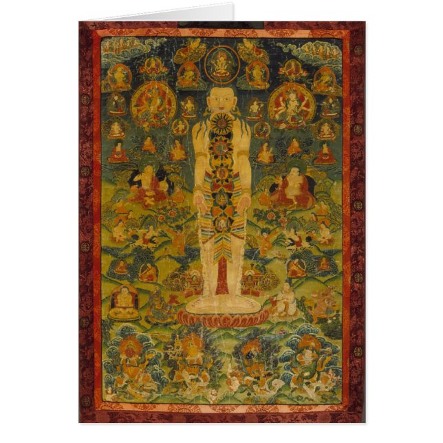 Tibetan Yoga Thangka för kosmisk man Hälsningskort (Framsidan)