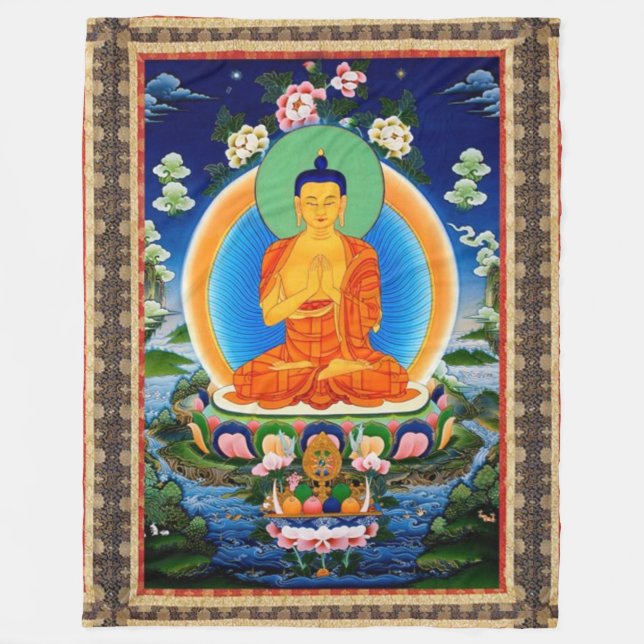 Tibetana Thangka Prabhutaratna Buddha Fleecefilt (Framsidan)