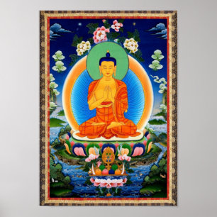 Tibetana Thangka Prabhutaratna Buddha Poster