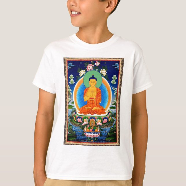 Tibetana Thangka Prabhutaratna Buddha T Shirt (Framsida)