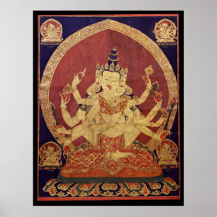 Tibetana Thanka av Guhyasamaja Akshobhyavajra Poster