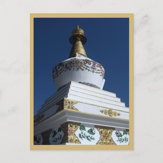 Tibetansk buddhist Stupa vid Dzongsar Shedra Vykort (Framsida)