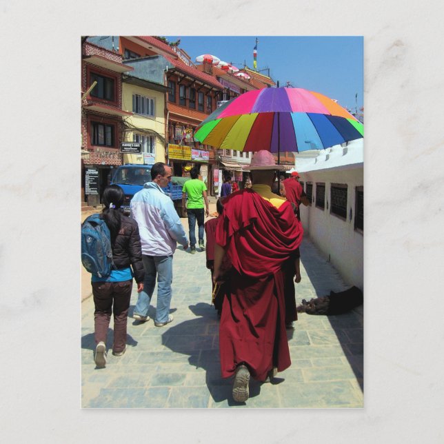 Tibetansk buddhistisk munk Great Supa Boudha Kathm Vykort (Framsida)