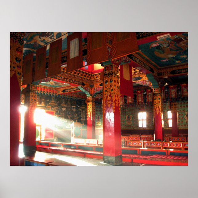Tibetansk buddhistkloster interiör vy poster (Framsidan)